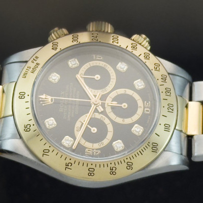 DAYTONA ACCIAIO ORO QUADRANTE NERO DIAMANTI
